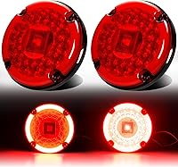 WahMOTOTin 2Pcs 7" Round Halo LED Tail Lights 72 Red LEDs IP67 Waterproof Brake Turn Signal for Bus RV Truck Camper