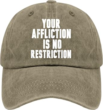 Your Affliction is NO Restriction Mens Baseball Hats Tennis Hat for Women Lids Hats Light Weight Visor Hat