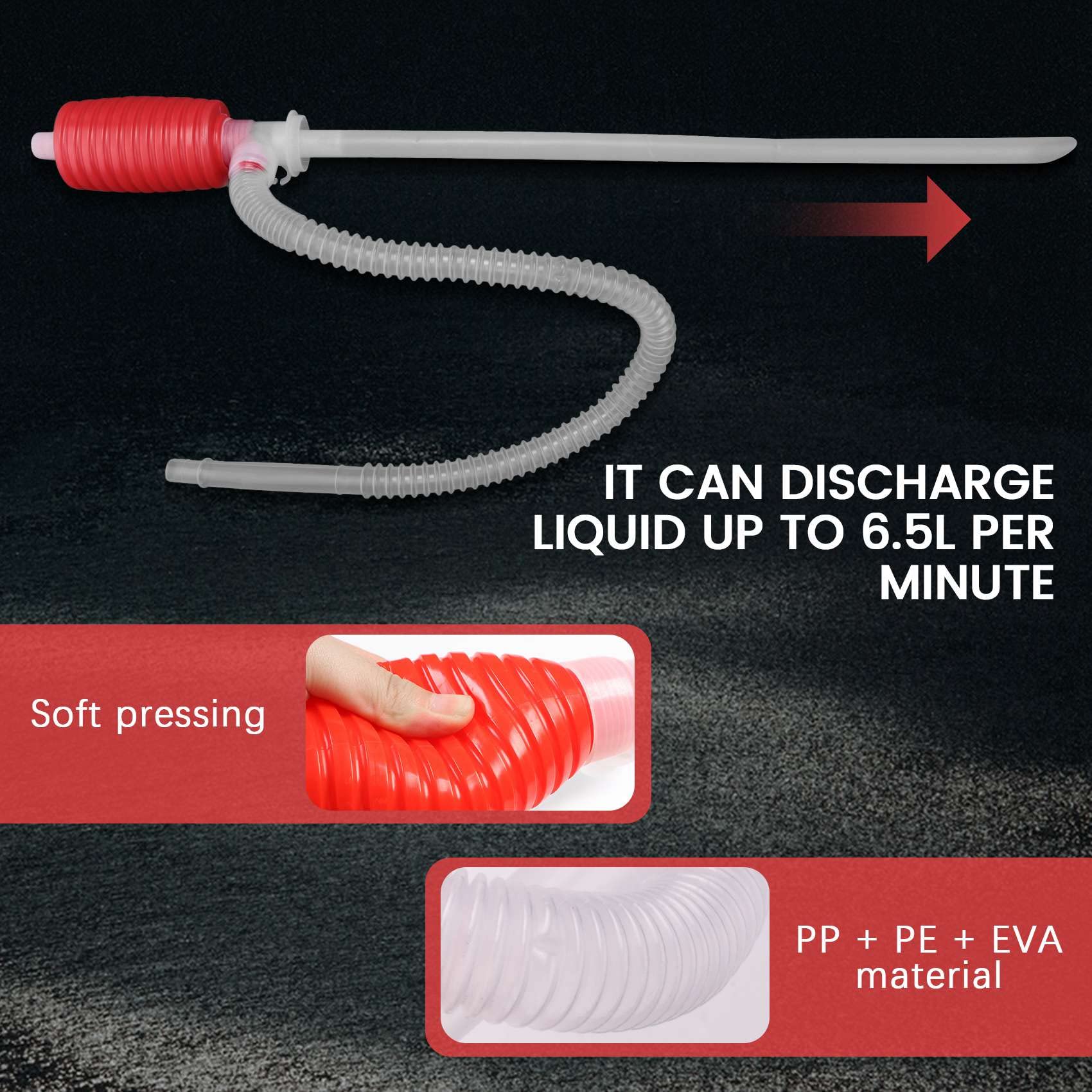 Lizusidtsy Manual/Hand Siphon Pump for Liquid Transfer, red, 016500