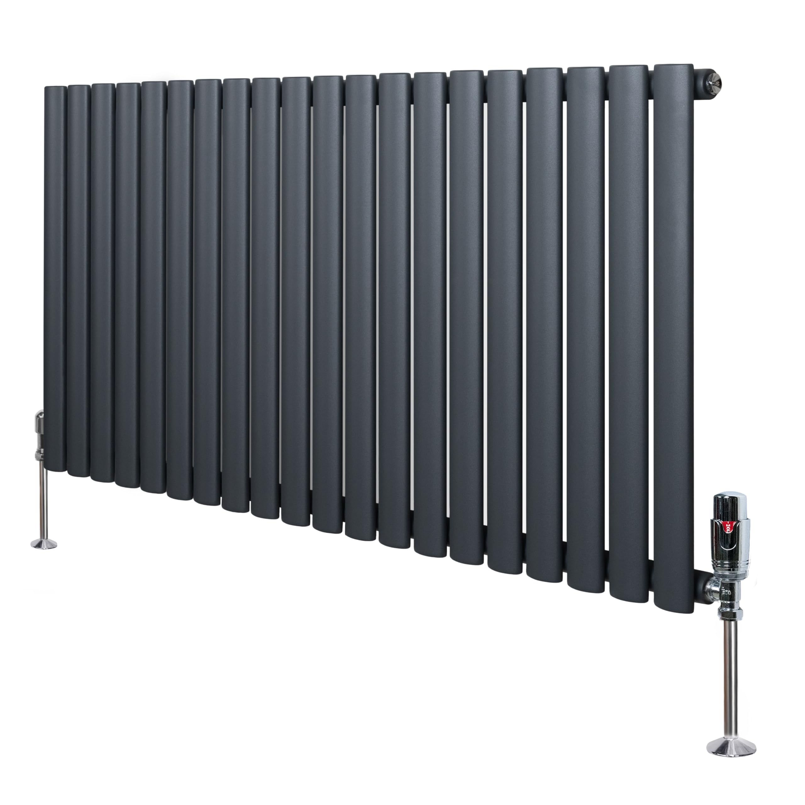 Monstershop Unisex Grey Oval Single Column Radiator & Valves – 600Mm X 1200Mm – Anthracite In