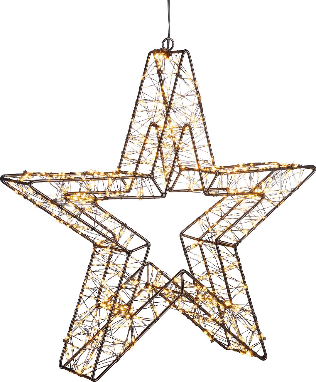 Lunartec Stern: 3D-LED-Lichterstern, Firework-Effekt, 1.440 LEDs, warmweiß, IP44, 50cm (Weihnachtssterne, Weihnachtsbeleuchtung aussen, Winter)