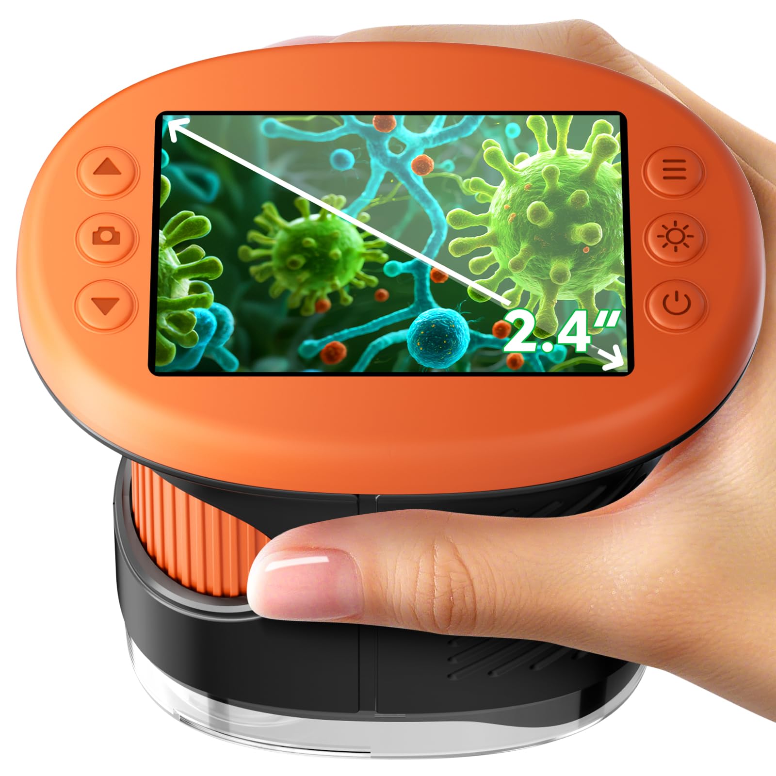 1000X Handheld Microscope for Kids, 4K 2.4" Screen Digital Kids Microscopes with 12 Slides, Portable Edu Toys Gifts for Age 3 4 5 6 7 8 9 10 11 12