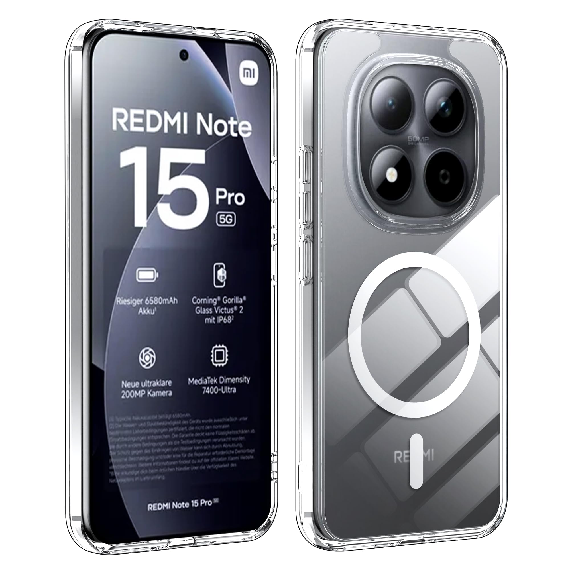 Photo 1 of Suttkue for Redmi Note 15 Pro 5G Magnetic Case,high qualit,PC Material?Scratch Resistant,Anti-Skid-Transparent