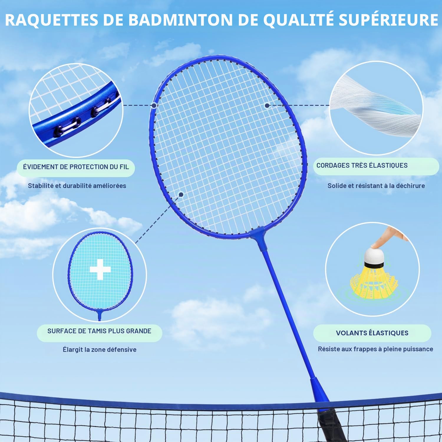 BAGAIL Filet de Sport de Pickleball et de Badminton, 3 m / 4,2 m / 5,2 m