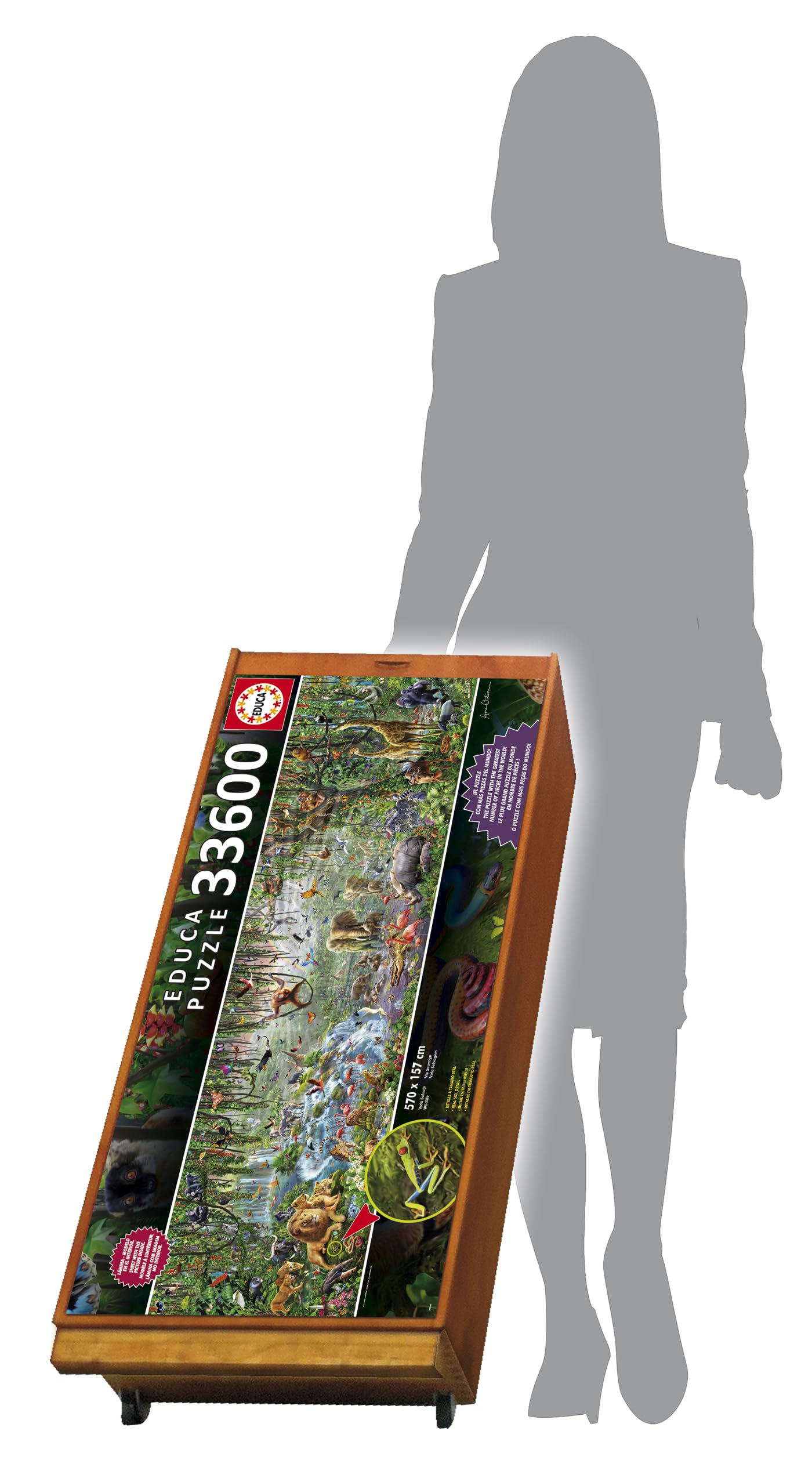 Educa 33,600 Piece Wild Life Puzzle with Wheeled Wooden Carry Case