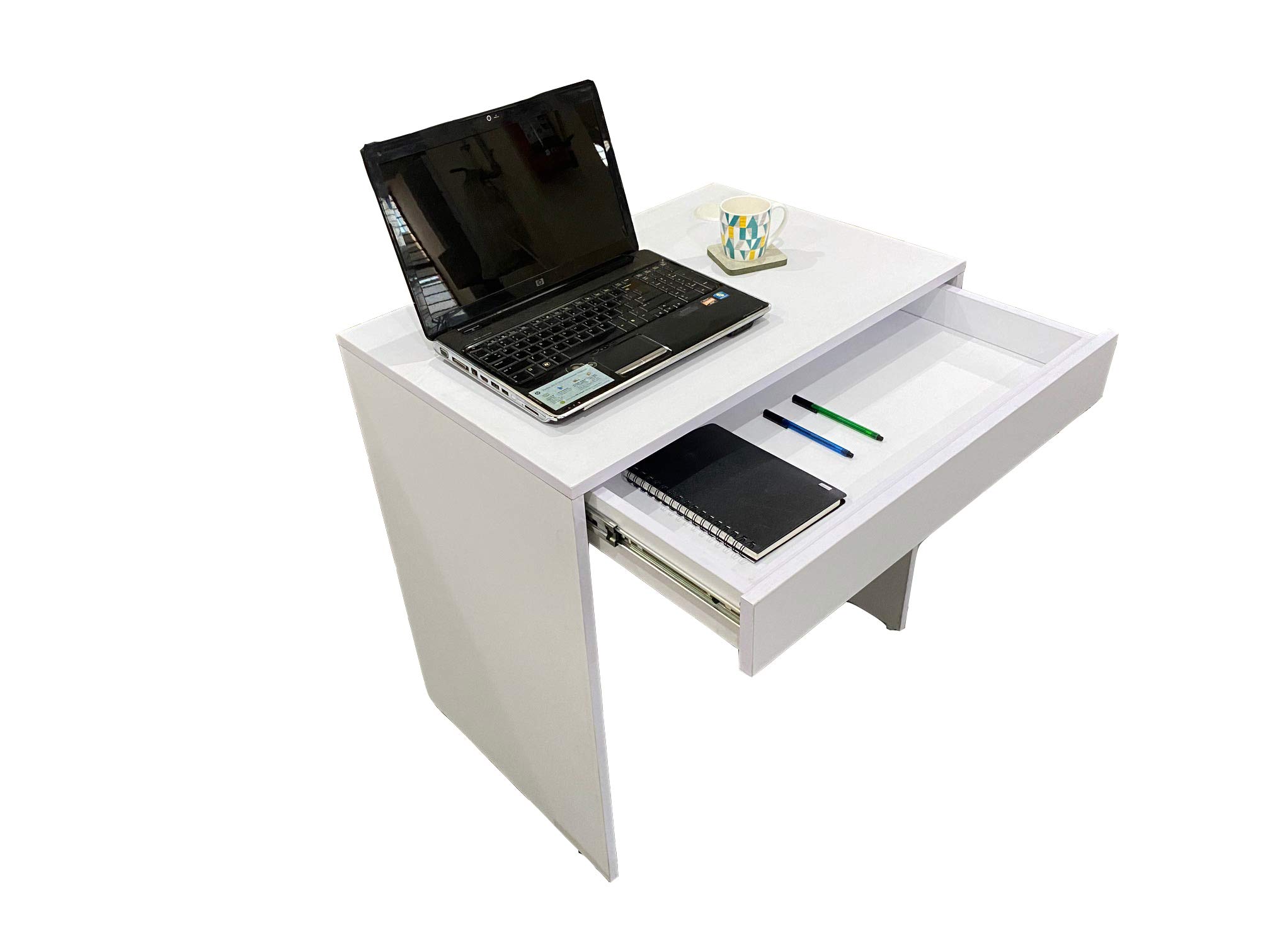 Savera Office Table Engineered Wood Laptop Table with Storage White