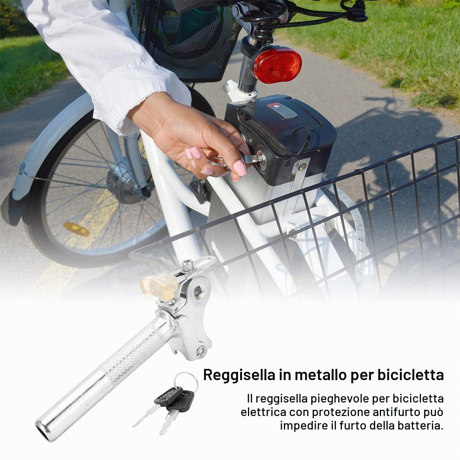 RiToEasysports Reggisella per Bici Elettrica Tubo Sella per Bicicletta Elettrica in Metallo Leggero con Protezione Antifurto