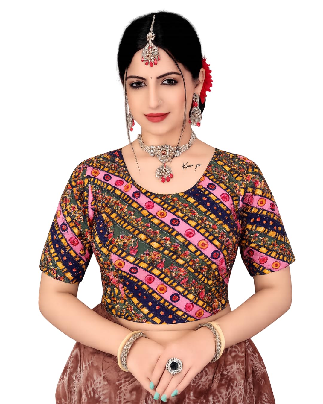Premium Saree Blouse with Traditional Design Multicolor-image-47