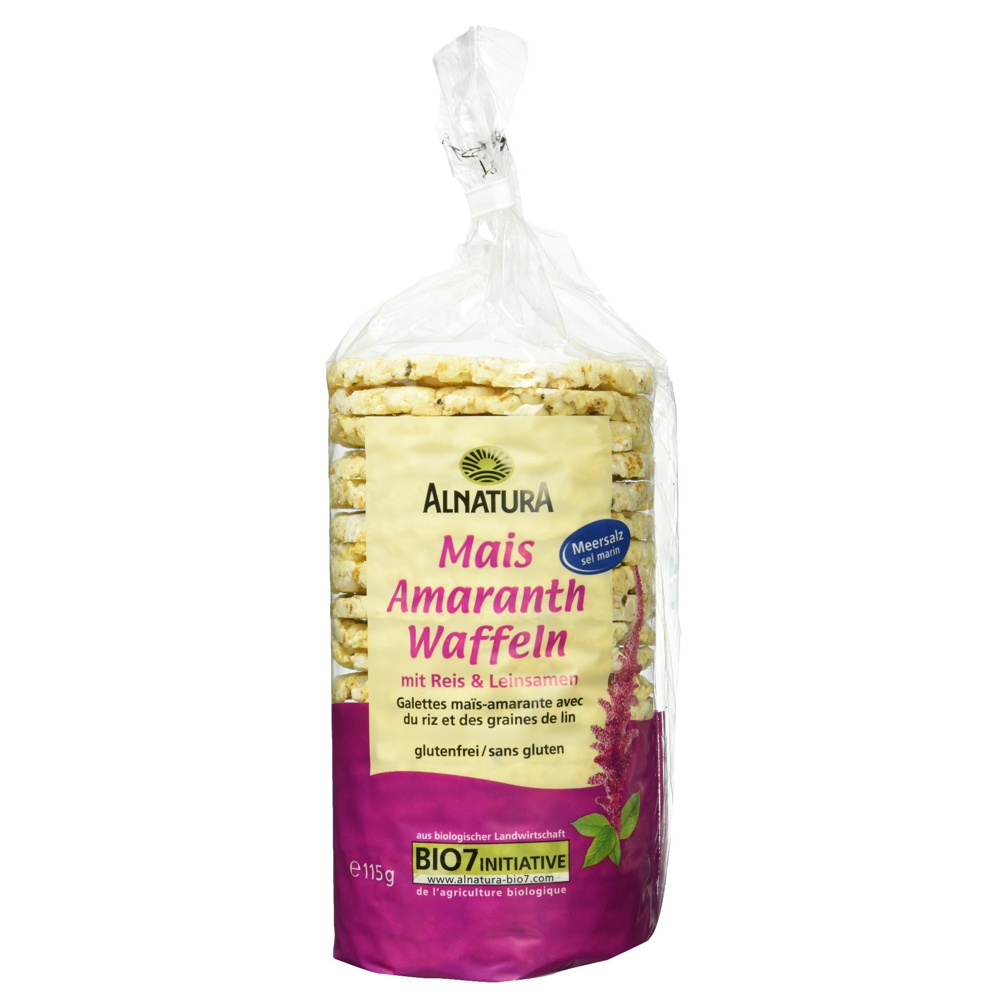 Alnatura Bio Mais-Reis-Waffeln mit Amaranth und Leinsamen, 115g