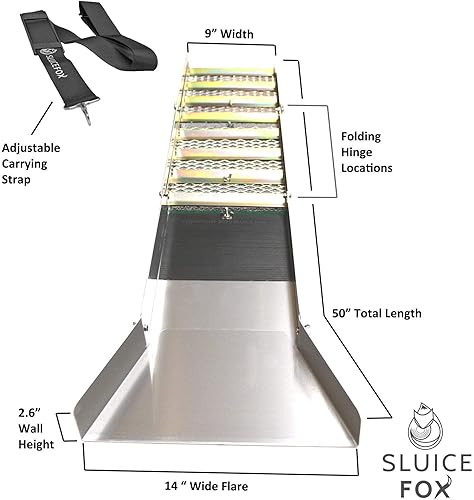 Miniatura 2 de Caja de esclusa para minería de oro; Esclusa de prospección de oro de 50 pulgadas; caja plegable de aluminio con musgo de mineros; caja de oro