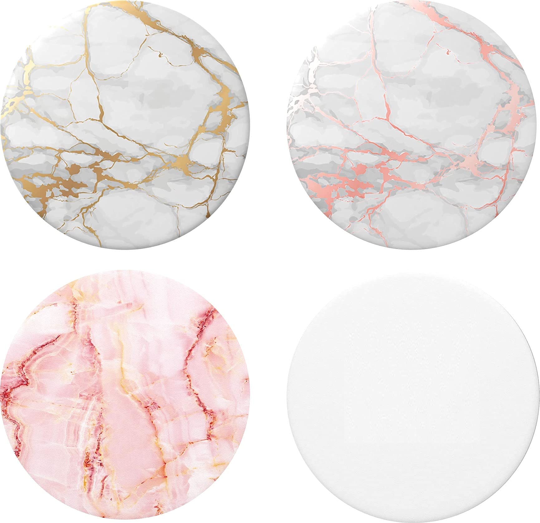 IYAYUHE Multi-Function Cell Phone Stand,Rose Gold Pink White Marble Expanding Stand Grip for Smartphones and Tablets (4 Pack)