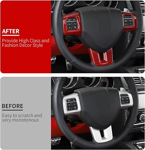 Miniatura 4 de Linskip Moldura para volante compatible con Dodge ChallengerChargerDurangoDart 2009-2014 y Journey 2013-2022, funda para volante Challenger,