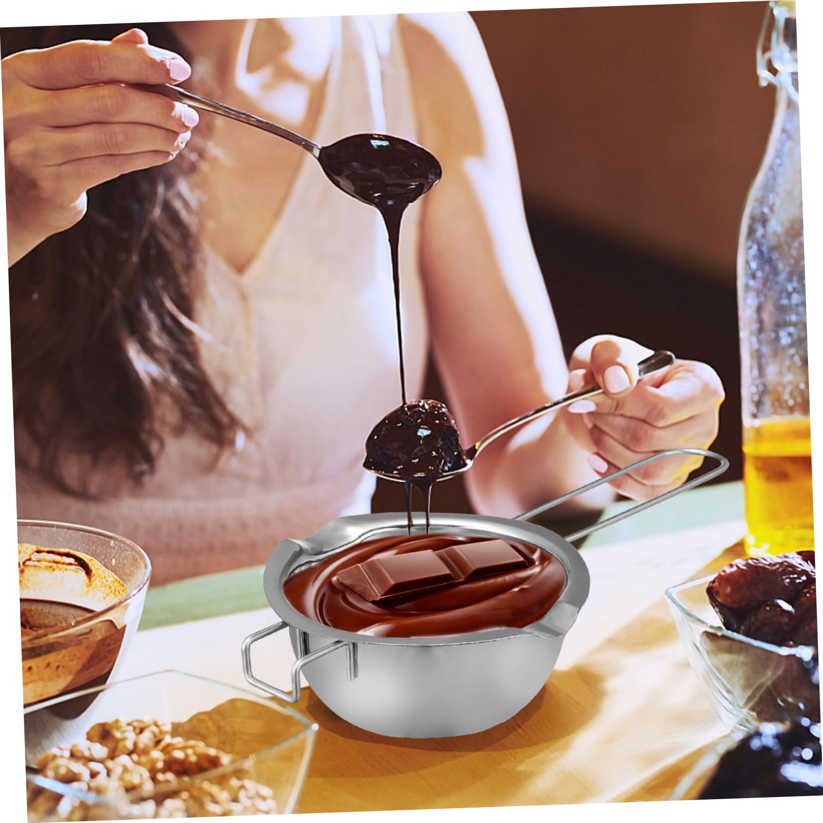 GRIRIW Diy Candle Making Pot with Spout Candy Melting Pot Double Boiler Milk Heating Utensil