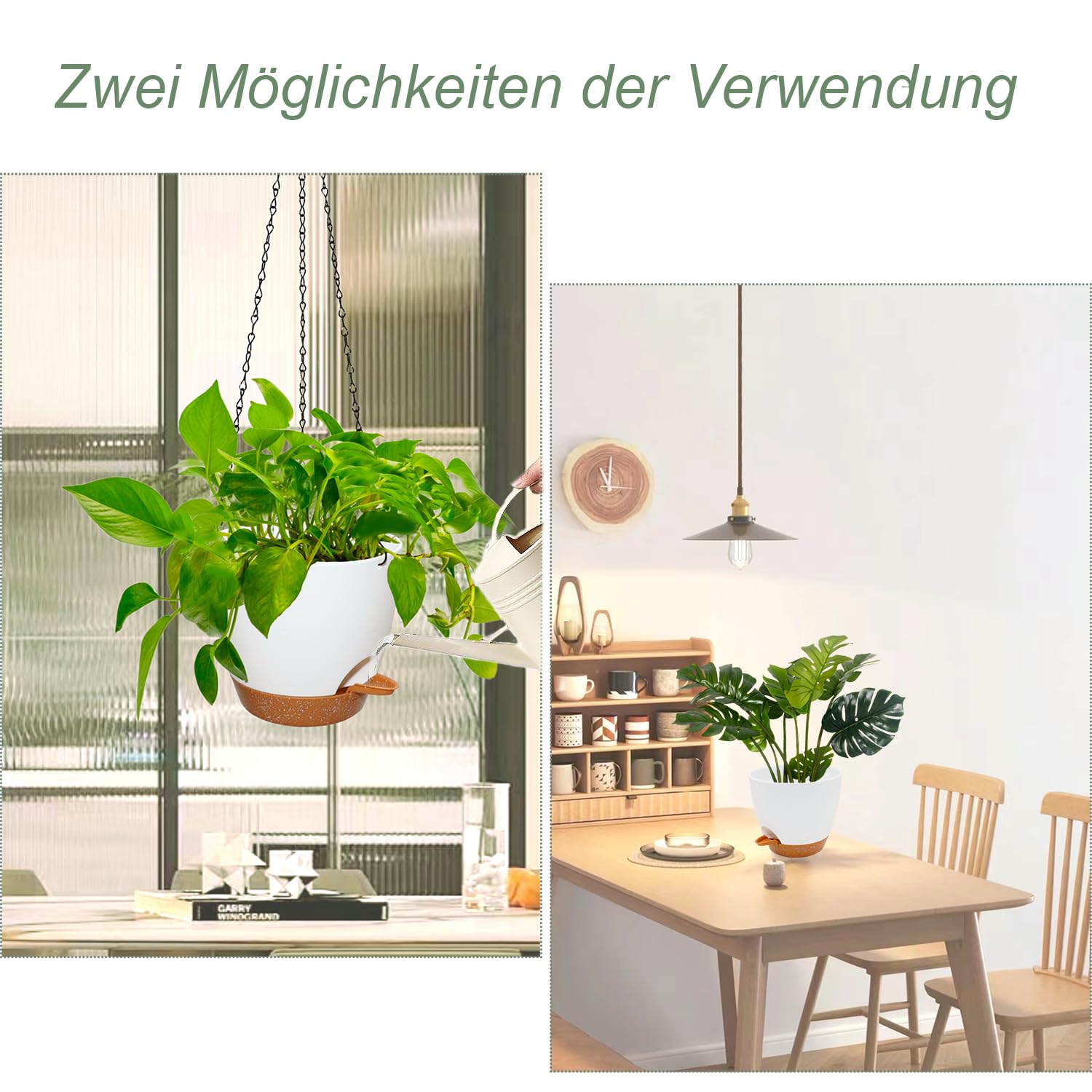 Bloempot, 20,3 cm, kunststof, met irrigatiesysteem, plantenpot, set van