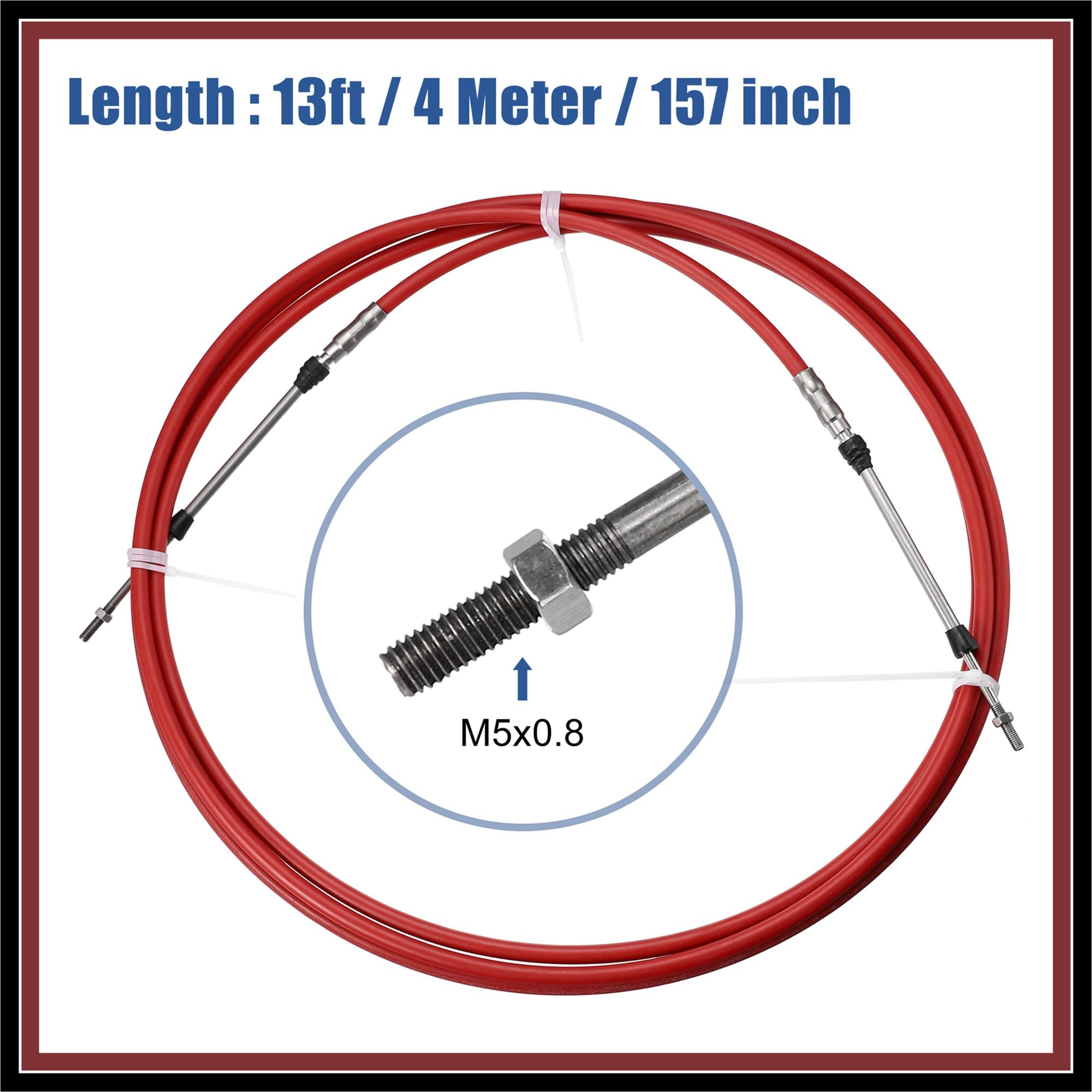 2 cables de caja de control remoto de cambio del acelerador de 13 pies y 157 pulgadas, material duradero rojo
