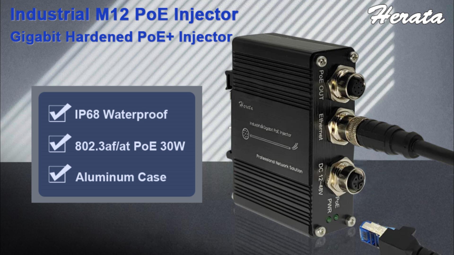 Industrial Poe Injector 30W Industrial PoE+ Injector | Converts 12-48V ...