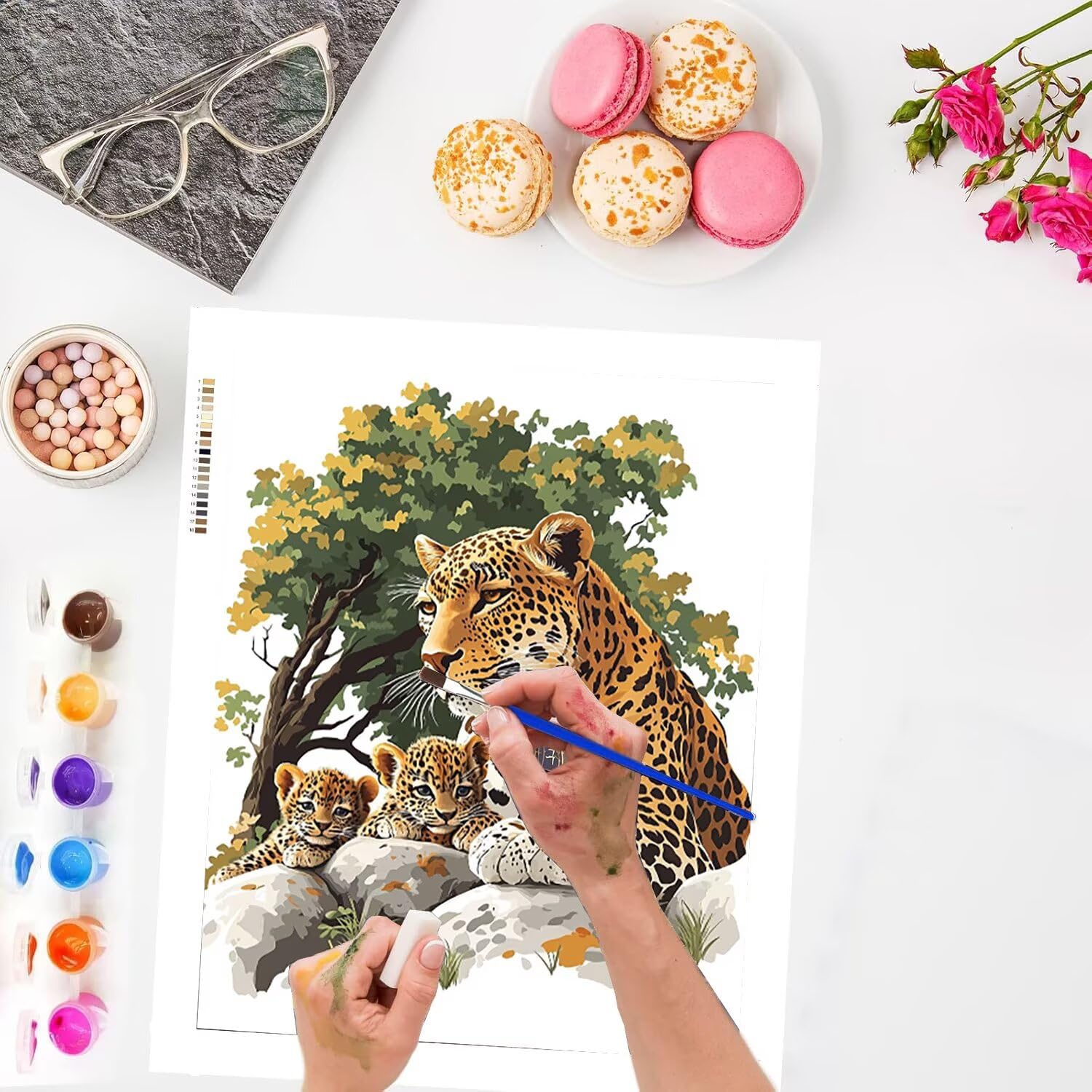 WEISHIWE Dipingere con i Numeri Adulti Leopardo animale, 80x100cm s-167 | Paint by Numbers Kit con Pennelli e Acrilico Pigmento, Fai da te Olio La Pittura di Numeri Kit, Decora la Casa, senza Cornice