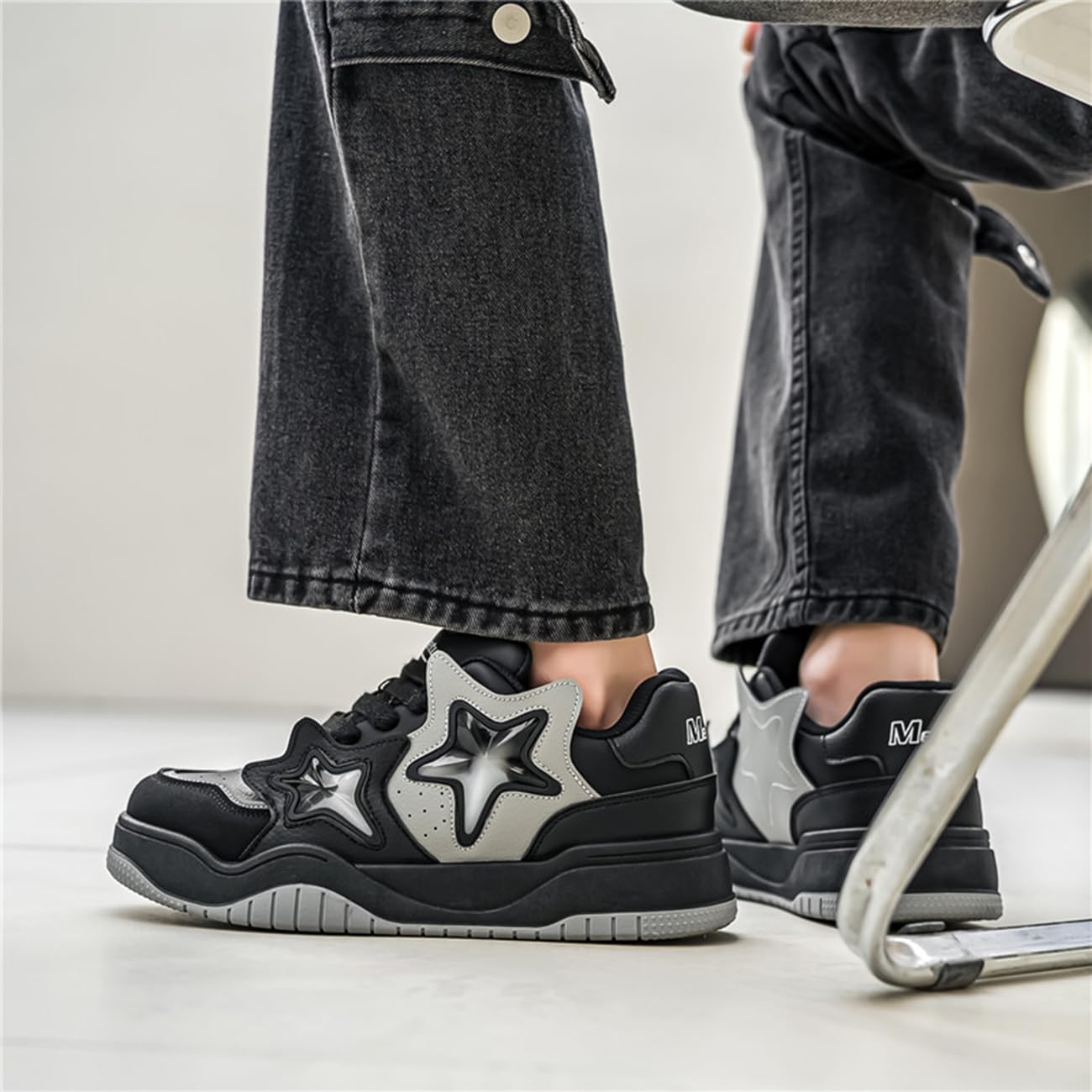 Herren Y2K Stern Plattform Sneaker Atmungsaktive Low-Top Skateschuhe für Streetwear & Campus