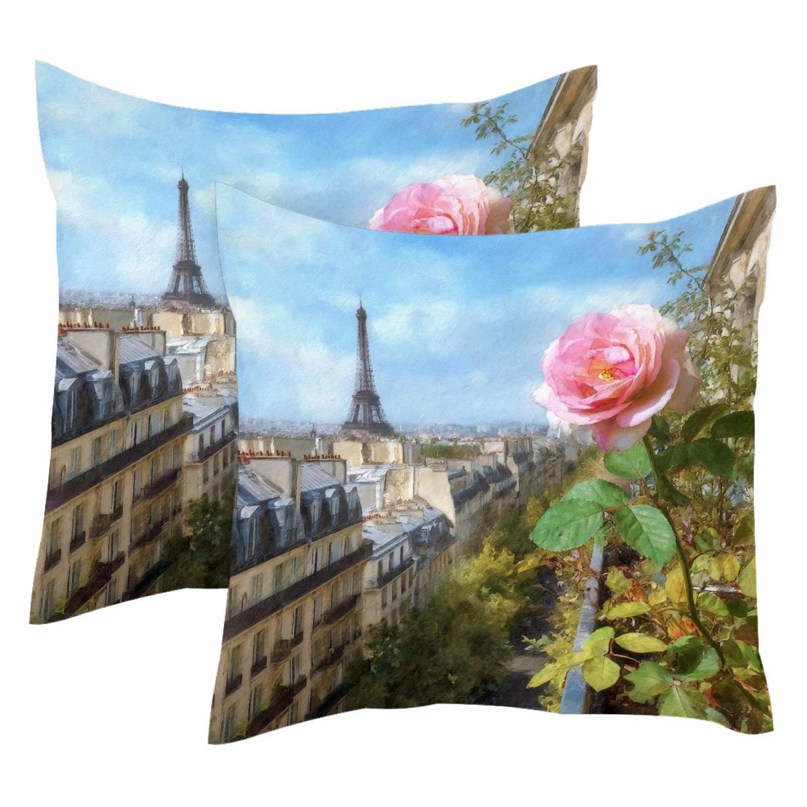 Housse de coussin double face en velours 50x50 cm Paris pour un canapé toujours impeccable