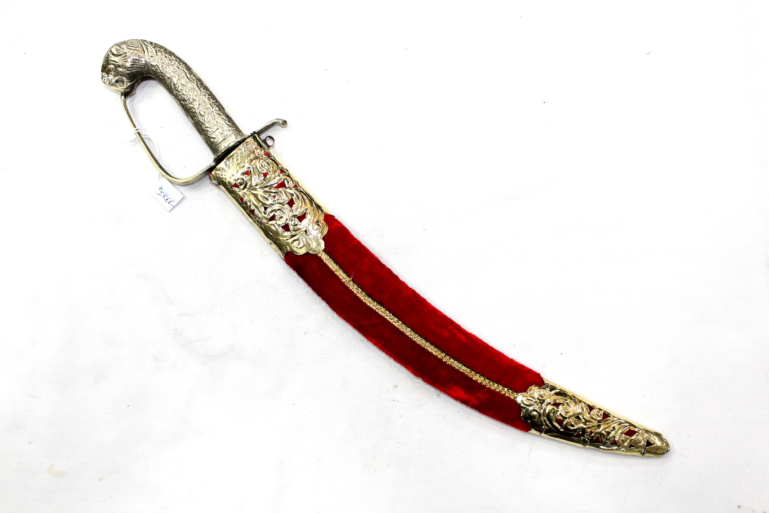 Rajasthan Gems Dagger Knife Handmade Steel Blade Hand Engraved Lion Face Brass Handle E837