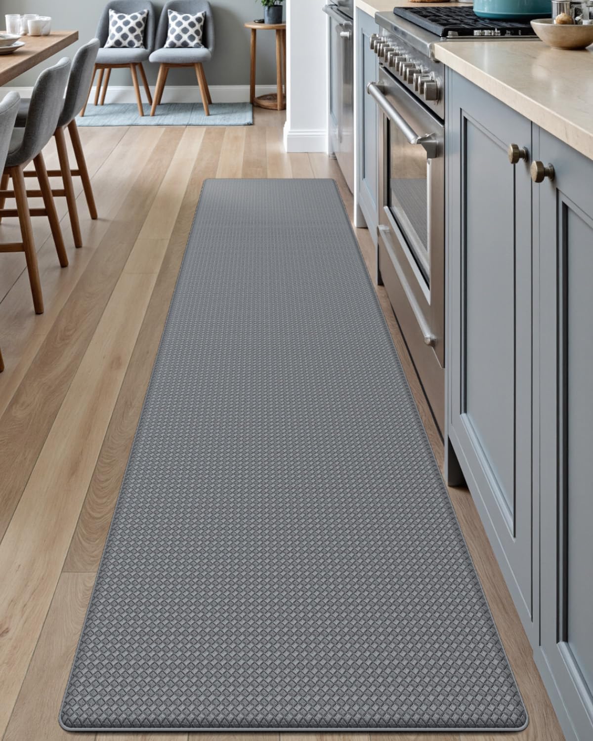 DEXI Kitchen Floor Mats Cushioned Anti Fatigue, 17x95, Long Standing Runner Rug Waterproof, Comfort Memory Foam Padded for Front Sink Laundry, GreyOEKO-TEX STANDARD 100