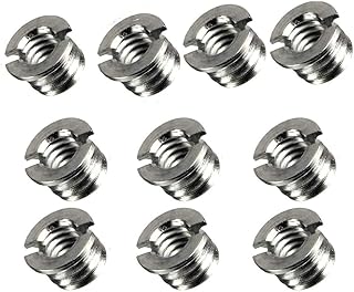 (10 Packs) Fotasy Stainless Steel 3/8" to 1/4" Reducer Bushing Convert Screw Adapter, Tripod Screw Adapter 1/4" to 3/8" for Tripod Monopod Ballhead