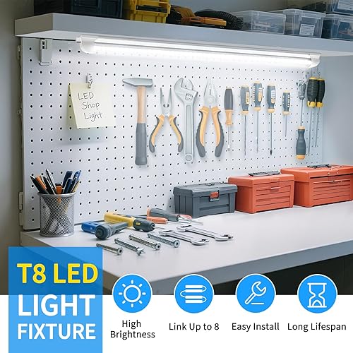Miniatura 2 de CNSUNWAY LIGHTING Luz LED de tienda de 2 pies, 20 W, 2500 lm, lámpara LED T8 de luz diurna de 5000 K, forma de V, alto rendimiento, luces de tienda