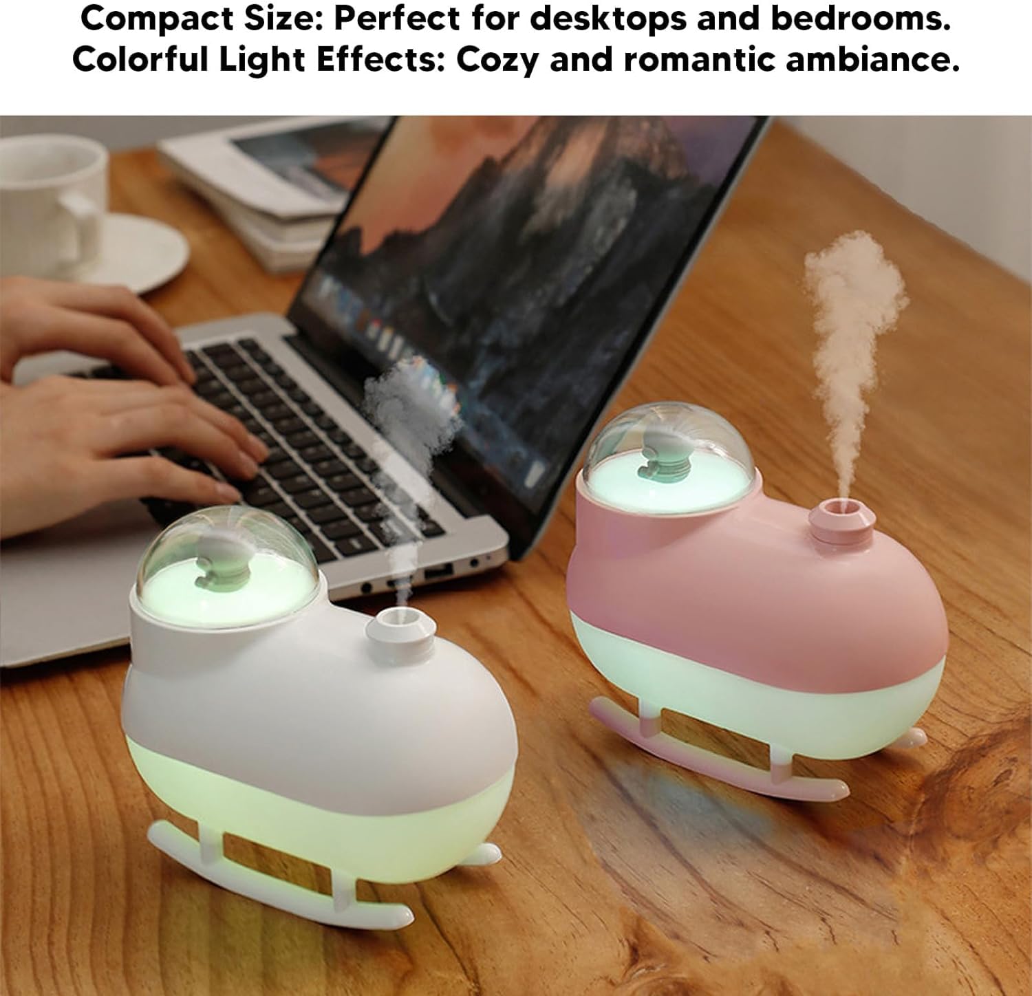 Domésticos Humidificador Foto USB Hogar Puesta de Sol Proyección Ambiente Luz Nocturna Gran Volumen de Niebla Niebla(Bianco)