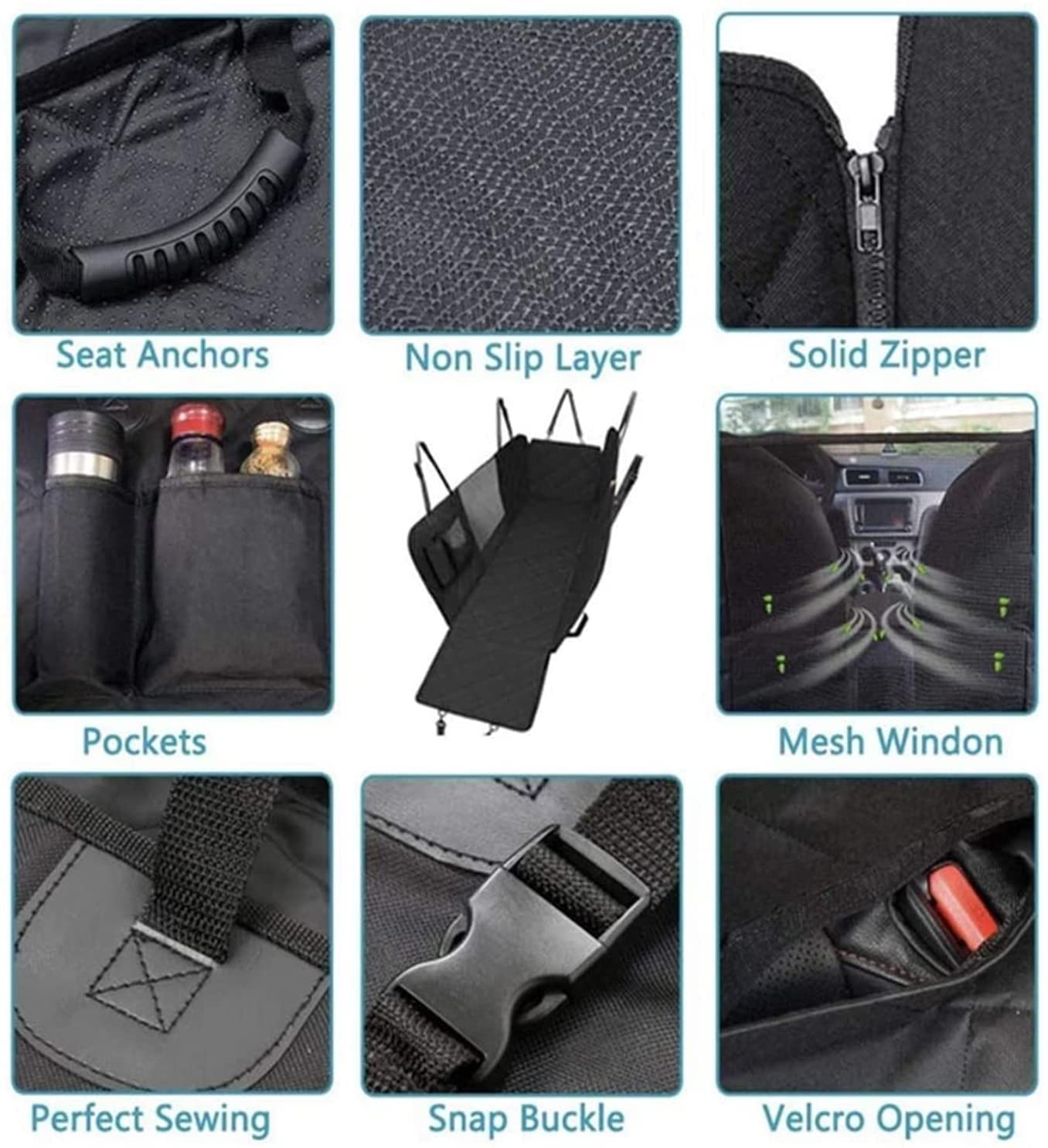 Cubierta del Asiento del Perro for el Asiento Trasero, Las Cubiertas Impermeables del Asiento del automóvil for Perros con la Ventana de la Malla, el rasguño previene la Hamaca del Perro del