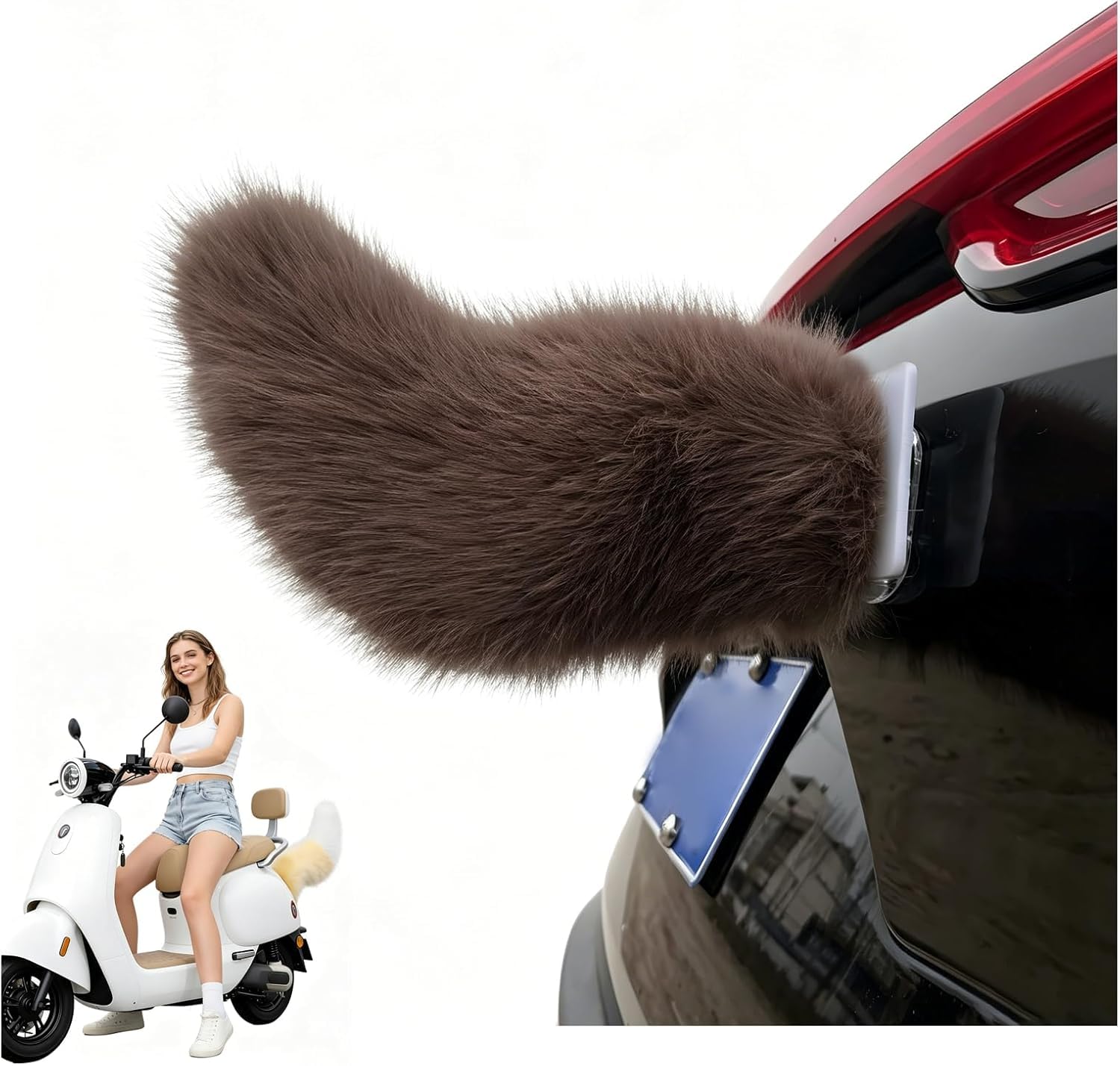 Wagging Tail For Car | Remote Control Electric Furry Car Tail | Moving Fox Tails For Cars Trunk | Cute Plush Exterior Accessories | Handmade Rechargeable Auto Swing Charm Decor