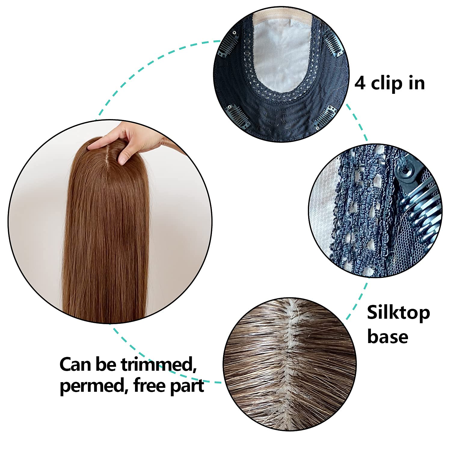 Amazon.com : Briiwii Human Hair Toppers for Women 12  display picture 3