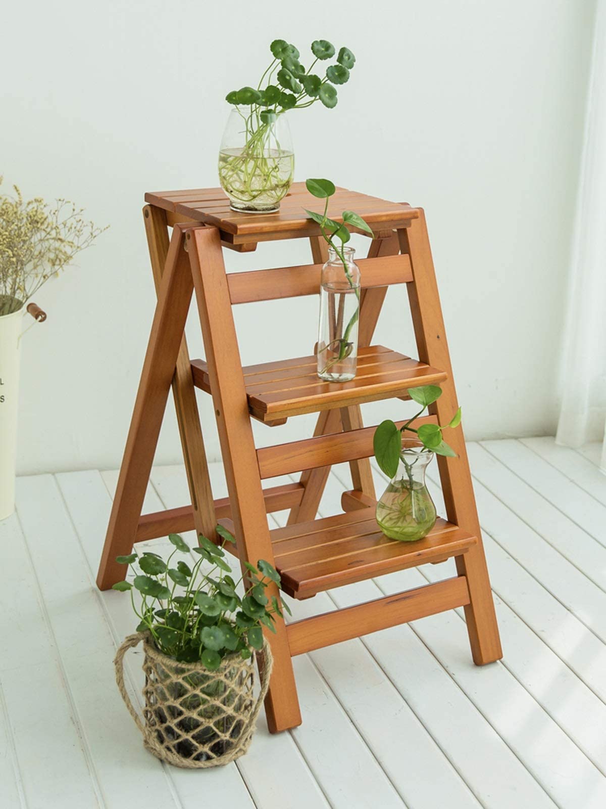 Buy GAXQFEI Step Stool/Solid Wood Ladder Stool Folding Fold up Library ...