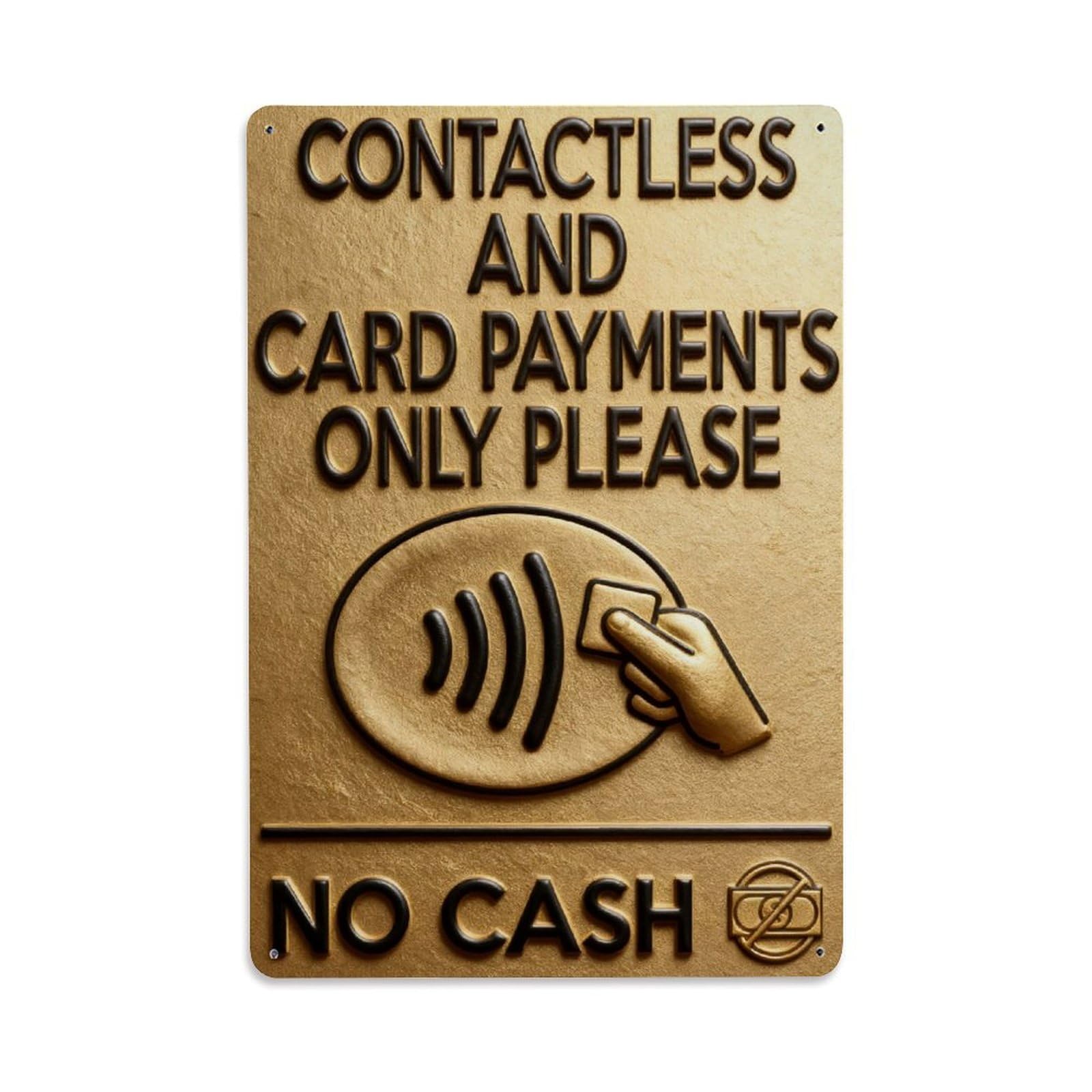 Contactless And Card Payments Only Please No Cash Vintage Metal Tin Sign Retro Wall Decor, Bar Garage Cafe Kitchen Home Wall Art Poster Decoration 8x12inches