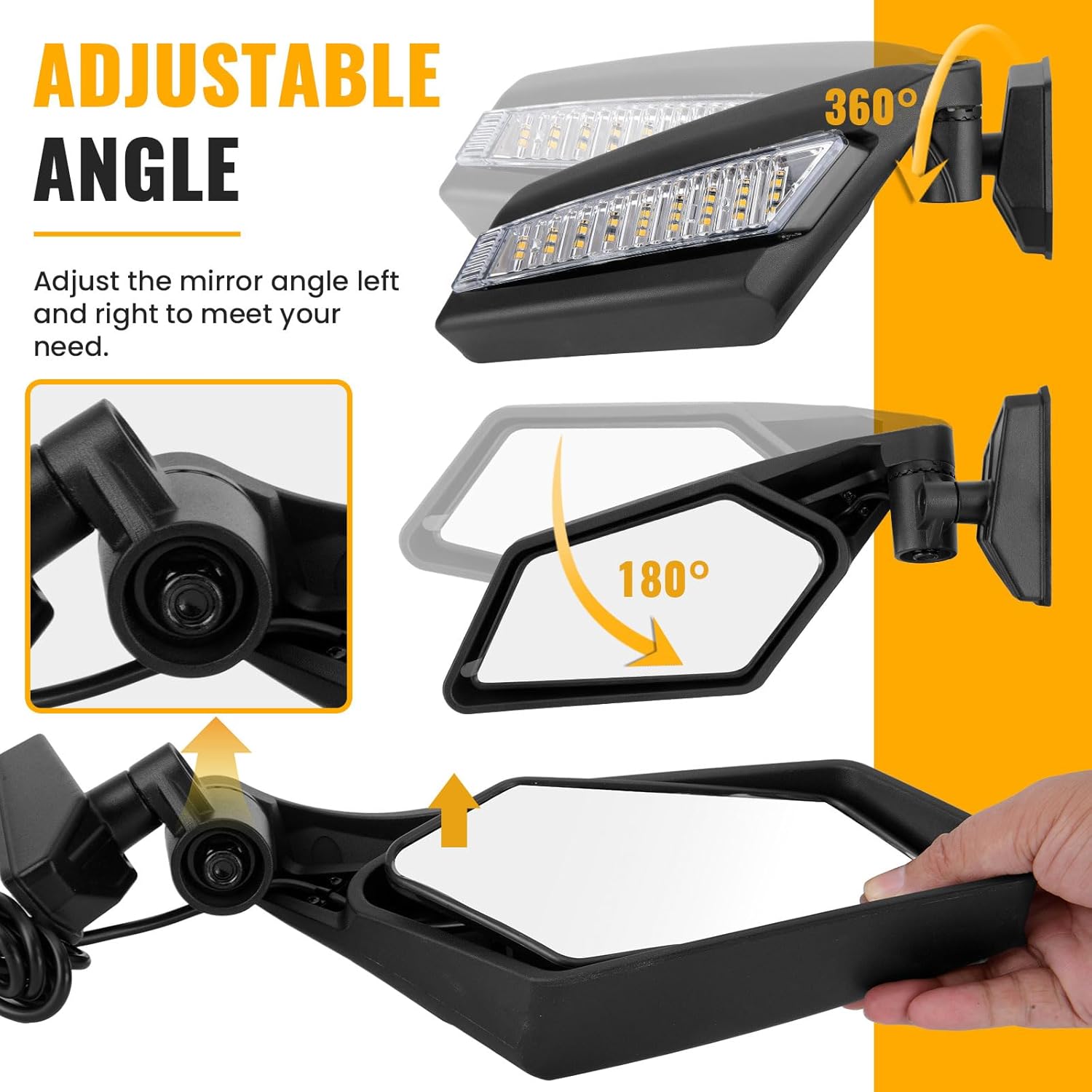 X3 Side Mirrors,360°Adjustable Side View Mirror,Compatible with 2017–2025 Can Am x3 Mirrors / X3 Max RS DS Turbo RR,OEM# 715002898 (7305)