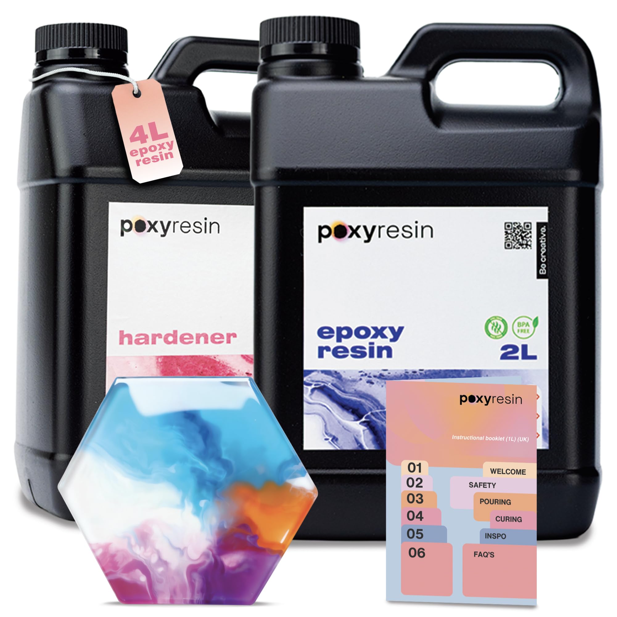4L Epoxy Resin Kit for Table Top | Deep Pour, No Bubble, UV Resistant, 35 Minute Work Time, Clear Casting Resin With Hardener Uk | Food Safe Craft Resin Art Kit For Adults