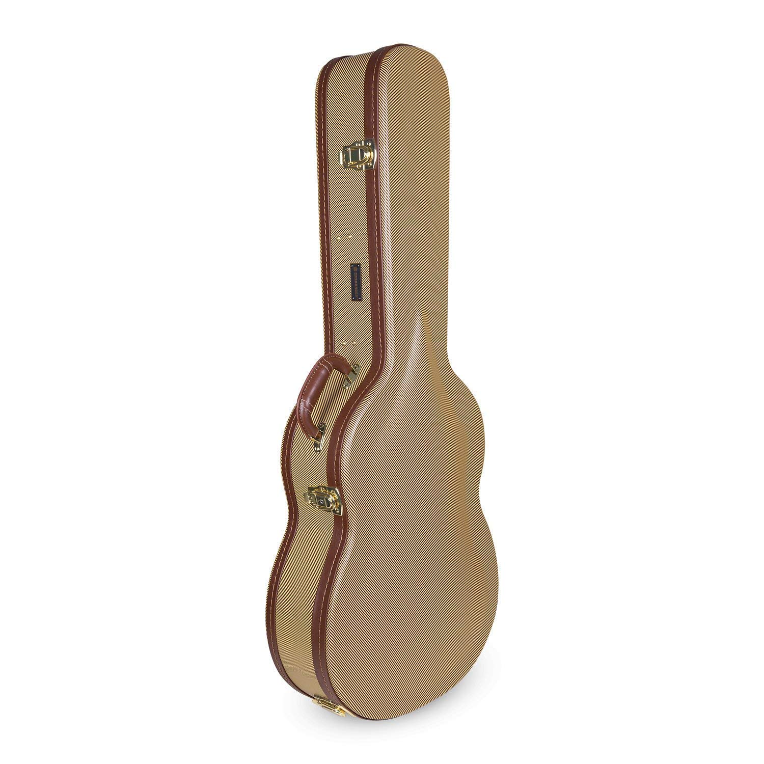 Hardshell Arch Top Wooden Case for Classical Nylon String 4/4 Full Size Guitars, Vintage Tweed