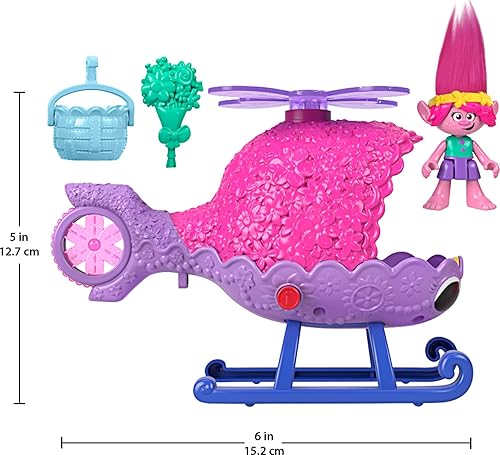 Miniatura 5 de Fisher-Price Imaginext DreamWorks Trolls - Juego de juguetes musicales, luces y sonidos, casa de árbol arcoíris con figura de amapola y 7 piezas de