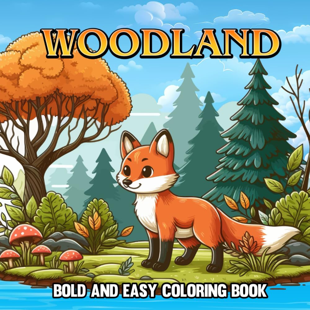WOODLAND: Bold and Easy Coloring Book for Kids and Adults (Bold and Easy Coloring Books for Kids and Adults)