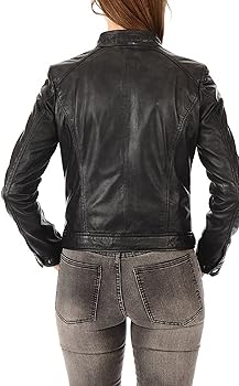 HiFacon Damen Vintage Retro Cafe Racer Braun Echtleder Jacke Biker Motorrad Stilvoll, Kunstlederjacke, 42