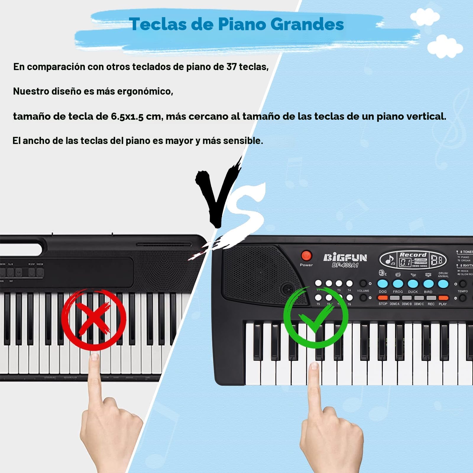 37 Teclas Piano para Niños Teclado Musical, Electrónicos Teclado Piano con Micrófono Multifuncionales Portátiles Educativo Cumpleaños Regalo Juguetes para 3 4 5 6 7 8 Años Niñas Niños