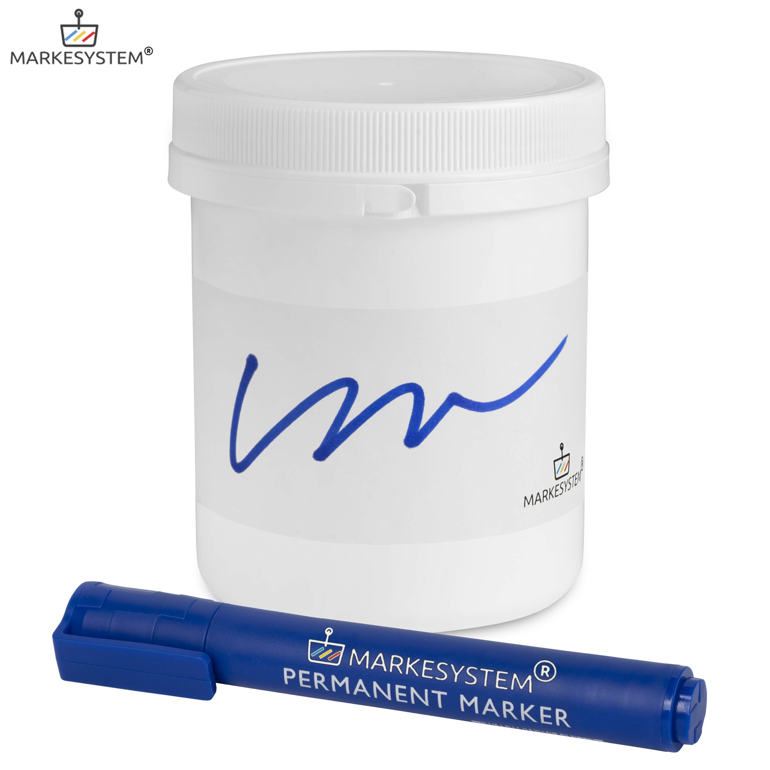 Bocal blanc 500 ml avec disque et scellé de sécurité - (PACK 5 TARROS) - Couvercle à visser - Récipient usage alimentaire, cosmétique et industriel + Kit étiqueté