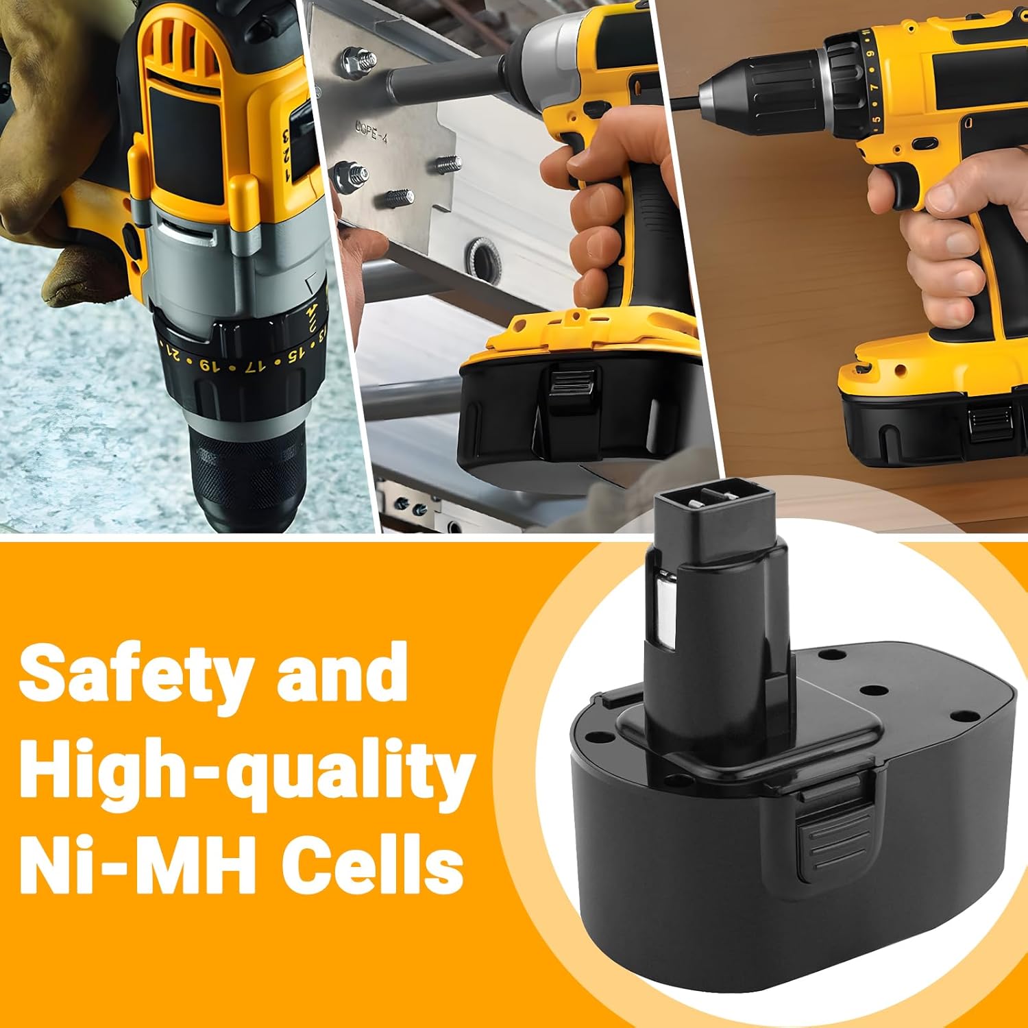 Joiry 2Pack 4000mAh Ni-MH Replace for Dewalt 14.4V Battery Compatible with DEWALT DW9091 DW9094 DC9091 DC9094 DE9091 DE9094 DE9502 with Higher Safety Cordless Power Tools Batteries