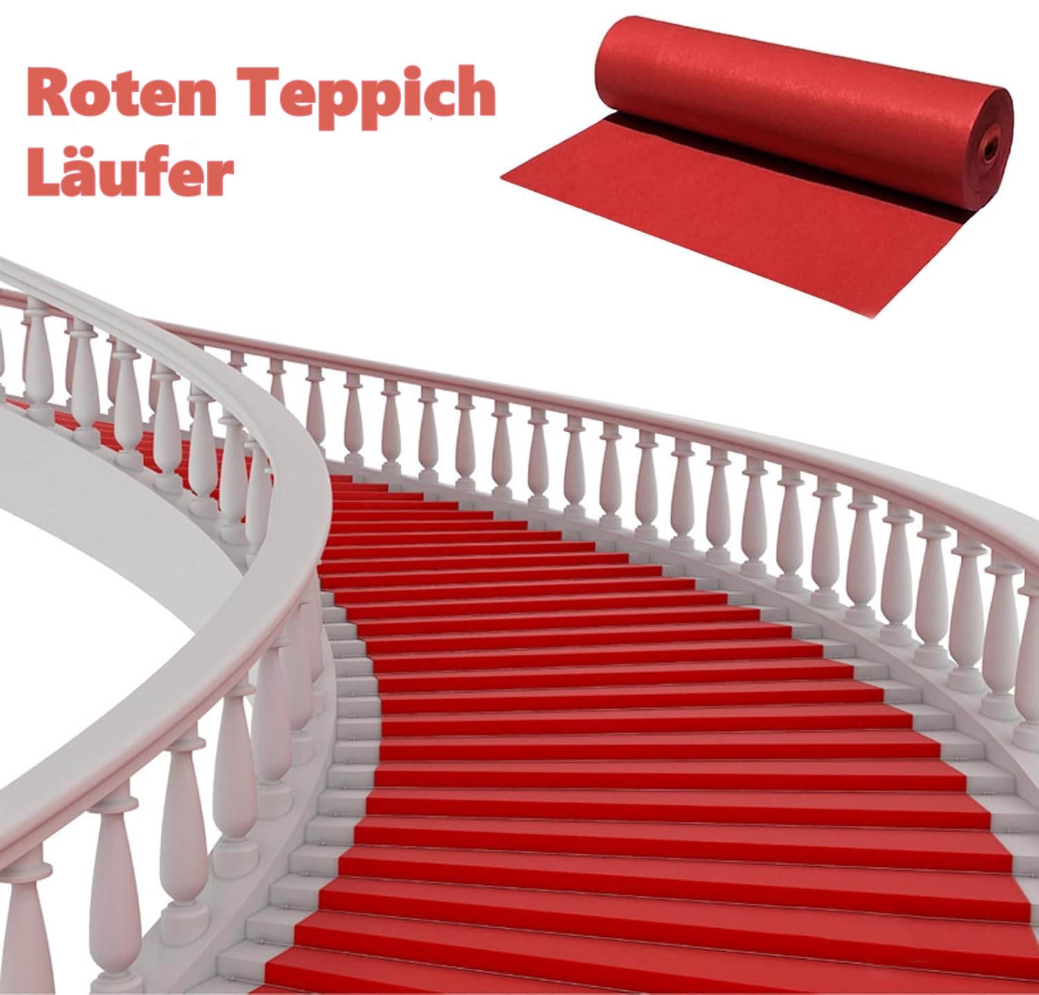 Nisorpa Roter Teppich 1x10M VIP Event Teppich 5.5mm Dick Roter Teppich Läufer 340 g/m² Party Rutschfester Red Carpet