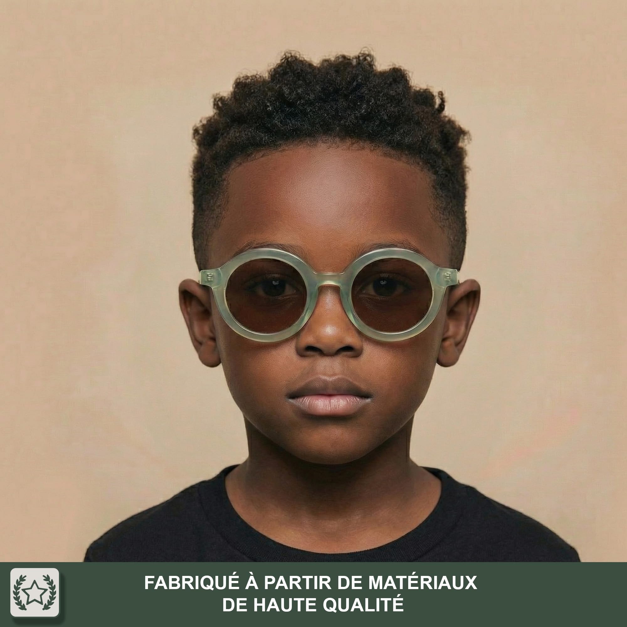BABYMOCS Lunettes de soleil enfant polarisées 1,5 à 7 ans | Lunettes soleil pour garçons et filles | Lunette de soleil enfant ronde UV400 | Bioplastique sans BPA | Protection UV 100% | Design suédois