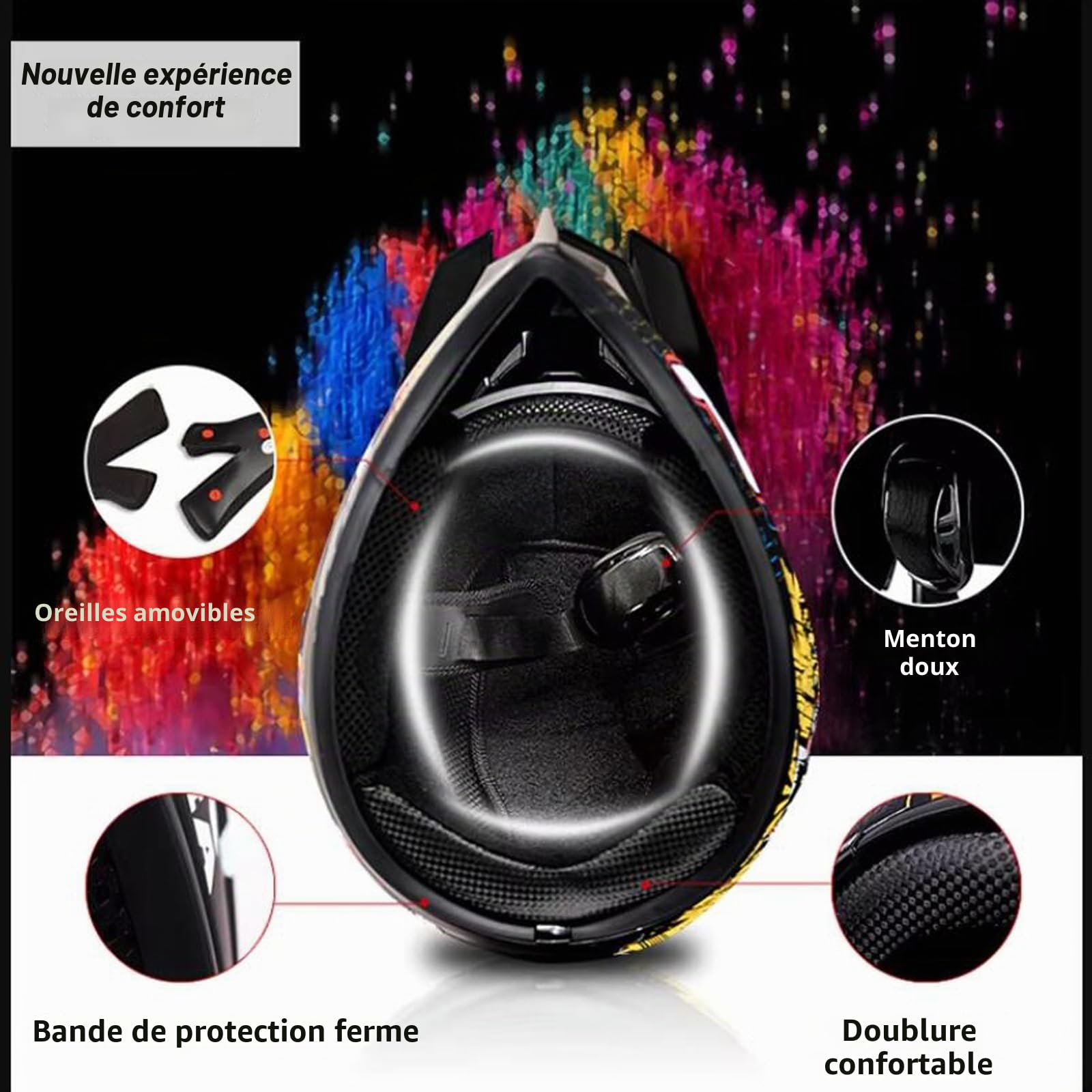 Casque Moto Enfant,Casque de Cross pour Enfant Casque avec des Gants,des Masques, des Lunettes,pour BMX MTB Quad Enduro ATV Scooter,ECE Standard(L(56~57cm))