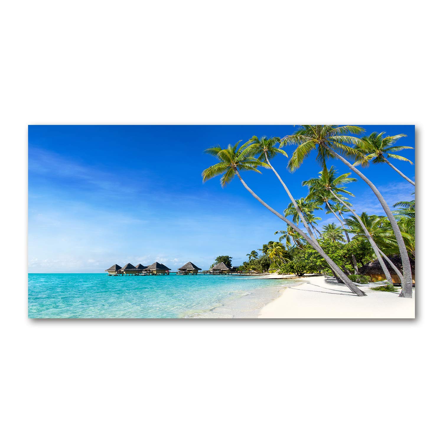 Tableau sur verre 120x60 cm panoramique Maldives décoration salon cuisine