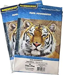 Masterprint Papel Fotográfico A4, 230g, Brilhante, Branco, 100 Folhas