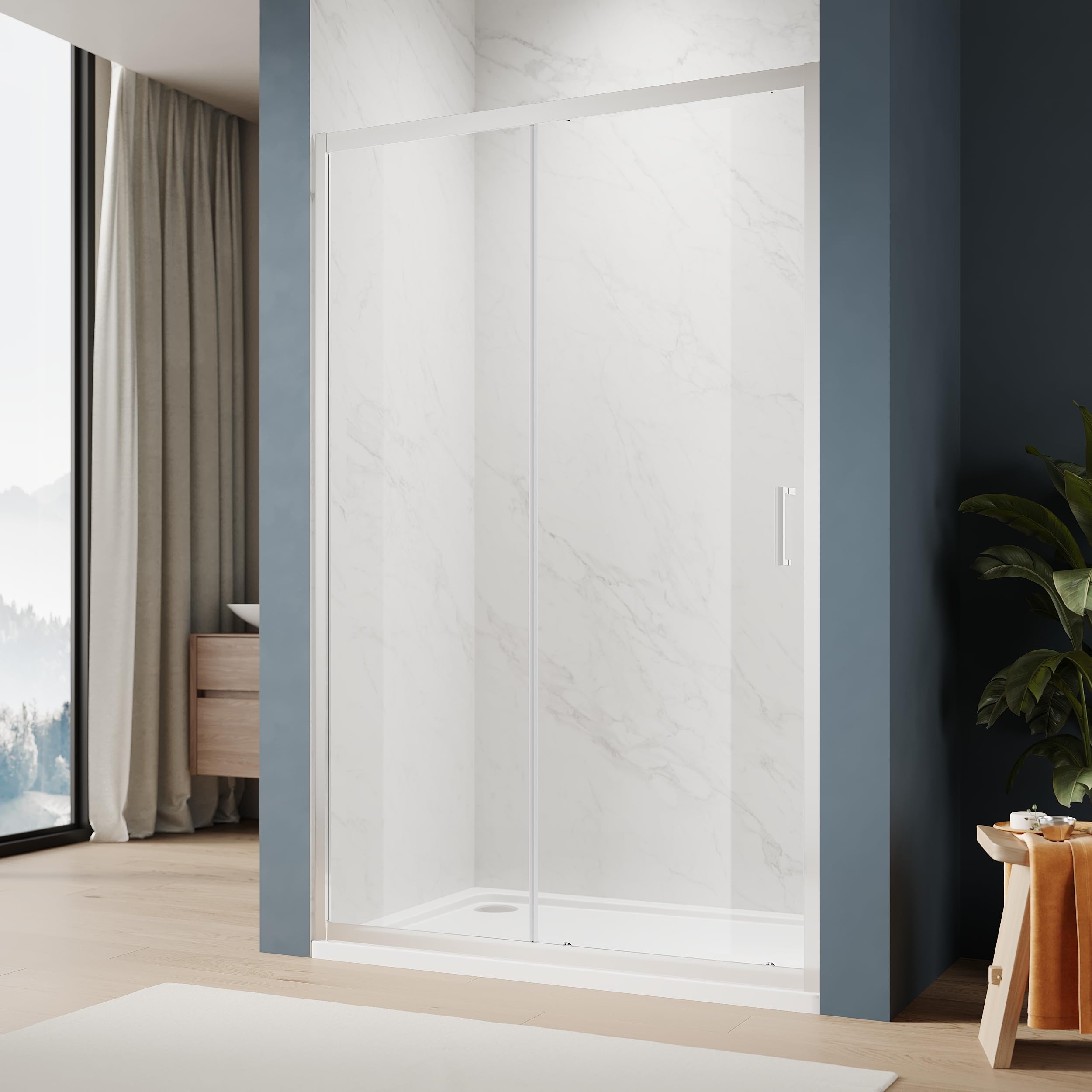ELEGANT Durable 1000mm Sliding Shower Enclosure with 6mm Toughened Glass - High-Quality Bathroom Smooth Screen Panel - Reversible and Practical Shower Cubicle