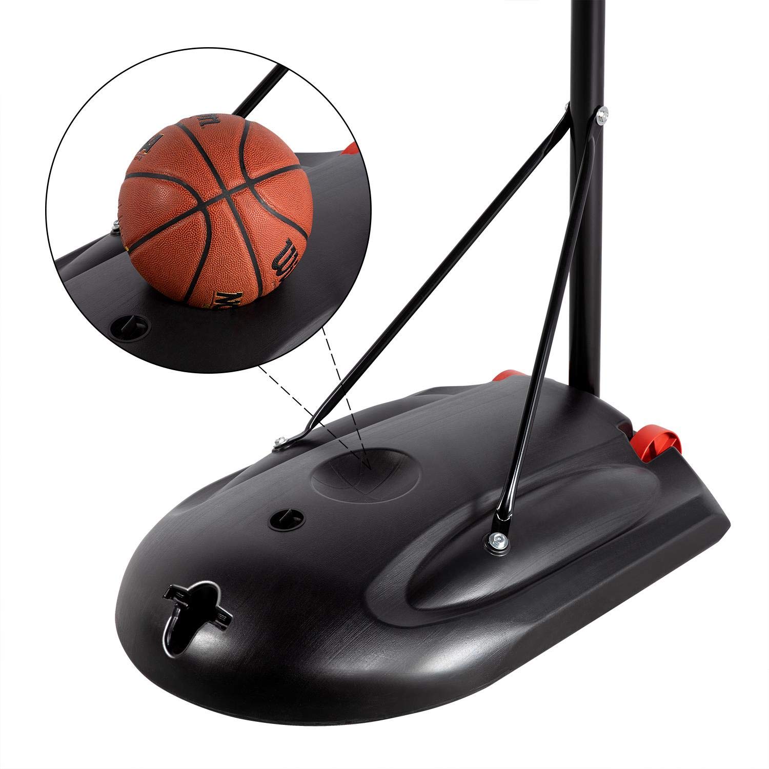 Yaheetech Panier de Basket Portable à roulettes Exterieur/Intérieur Hauteur Réglable avec Panneau Arrière Solide Base de Lestage Réglable 209-269 cm Noir