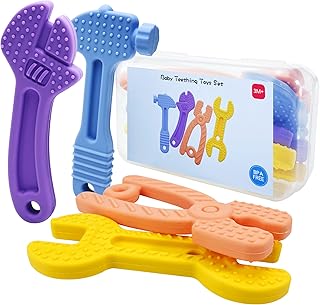 Silicone Teethers for Babies, Freezer Teethers for Babies, Silicone Baby Teething Toys, Infant Teething Relief Baby Chew Toys, Sensory Toys for Babies, Frozen Teething Toys for Babies - 4 Pack